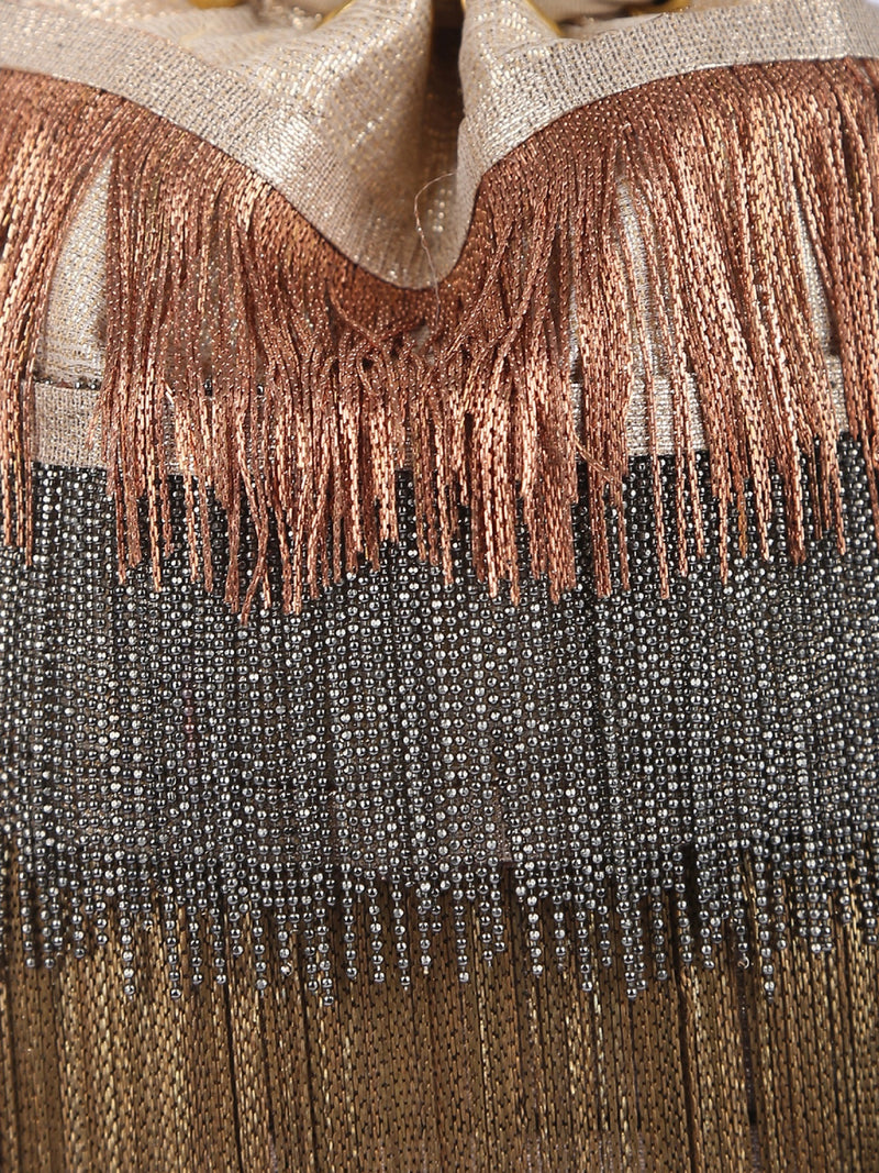 Copper Tasseled Potli With Chain 5elements
