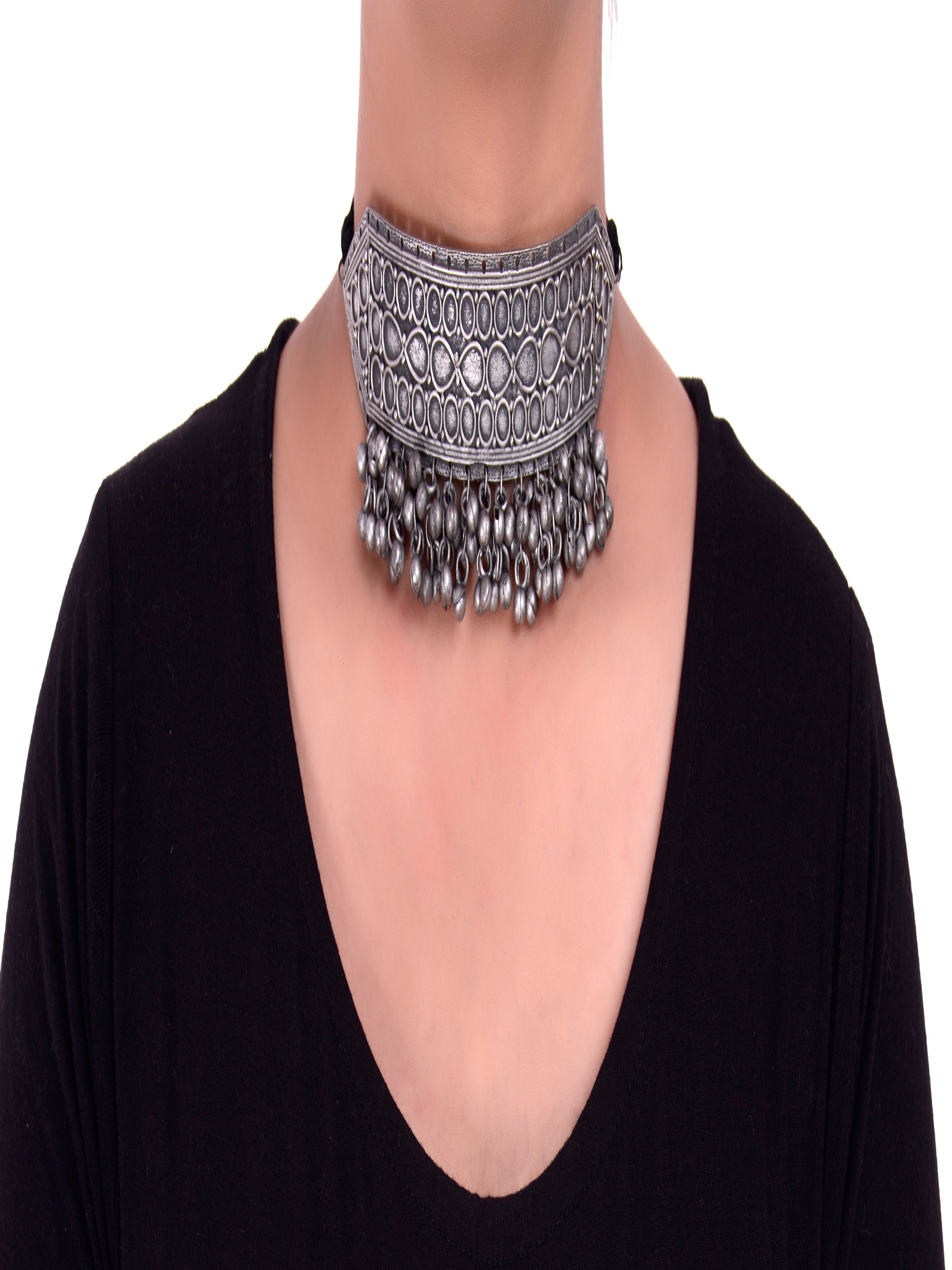 Malka Ghungroo Oxidised Choker Necklace - 5elements