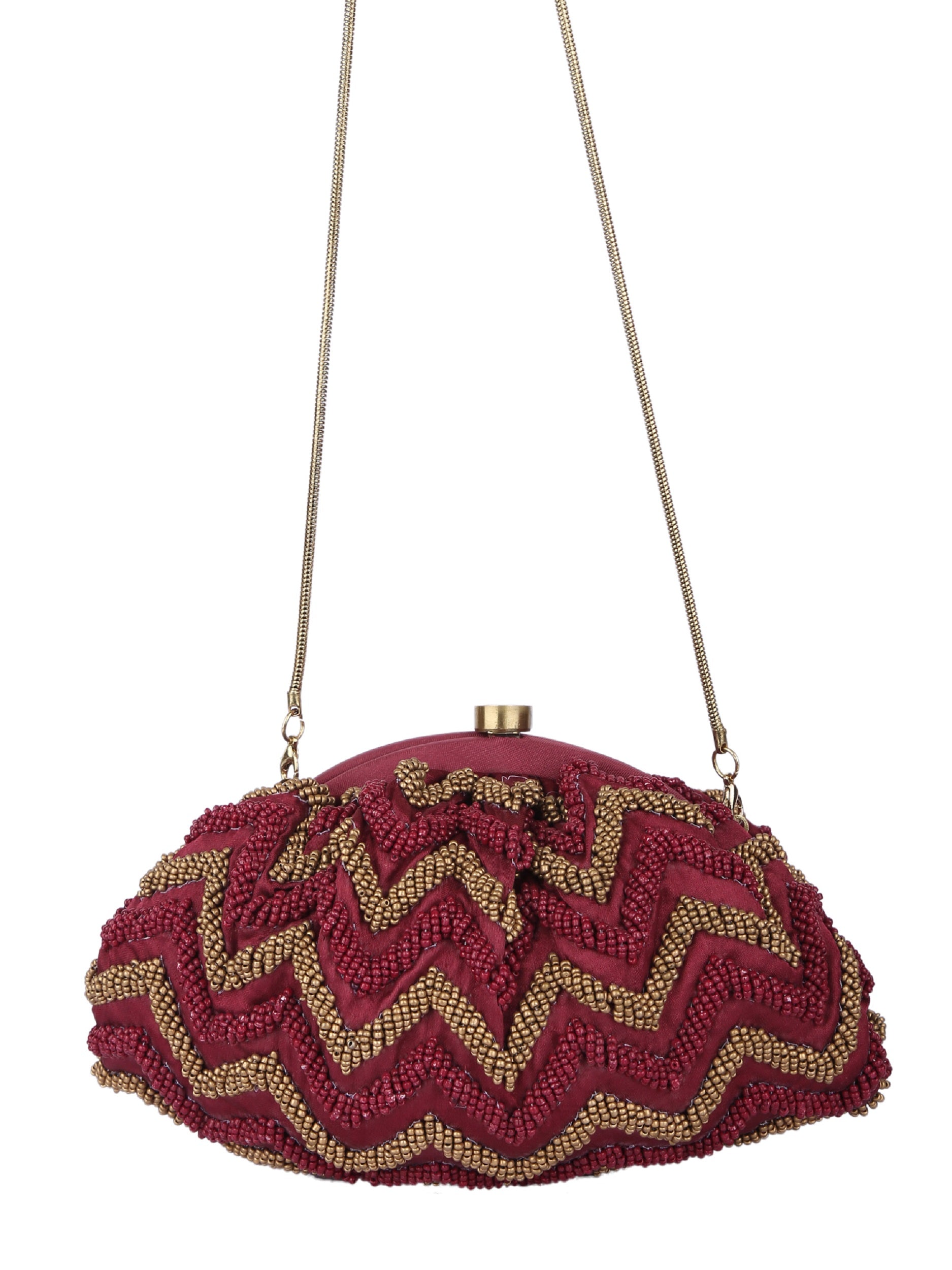 Maroon Beaded Handcrafted Potli Clutch Potli Clutches