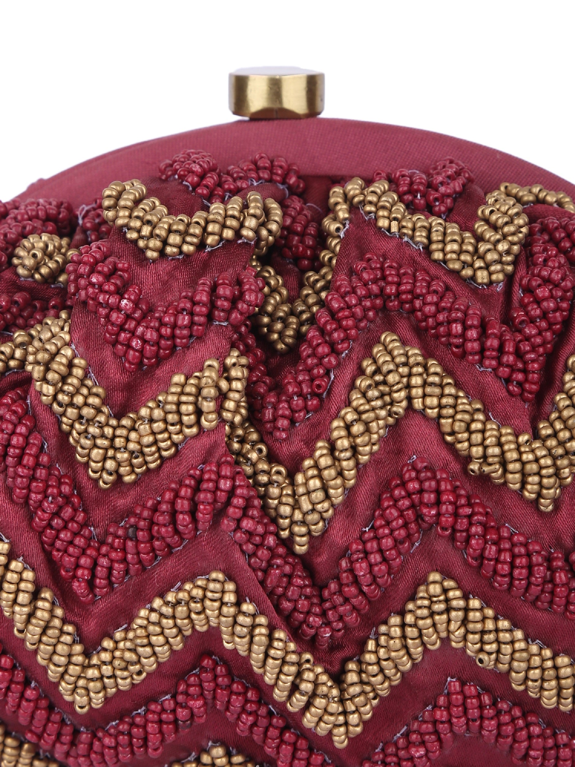 Maroon Beaded Handcrafted Potli Clutch Potli Clutches