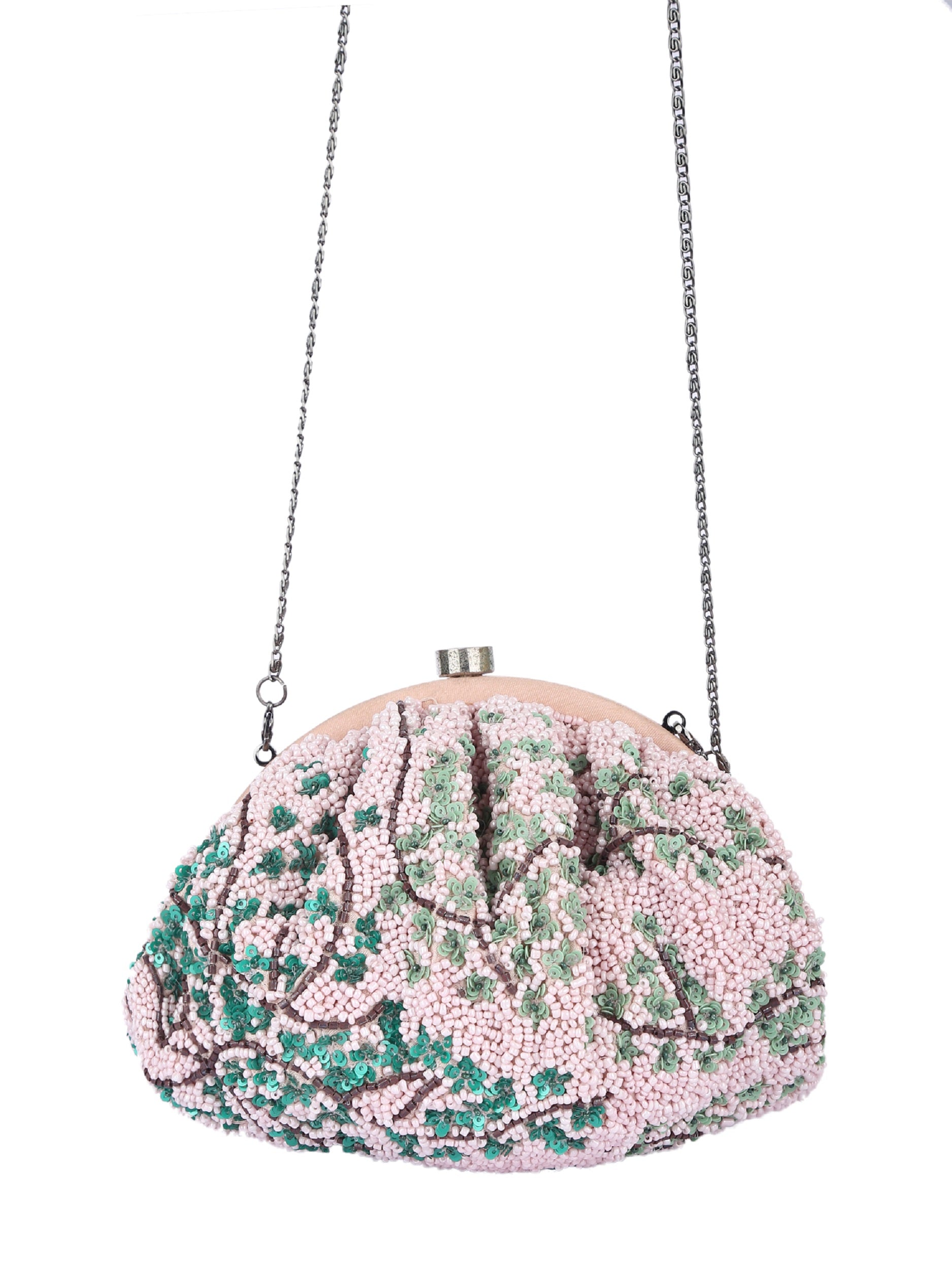 Pink Beaded Embroidered Potli Clutch Potli Clutches