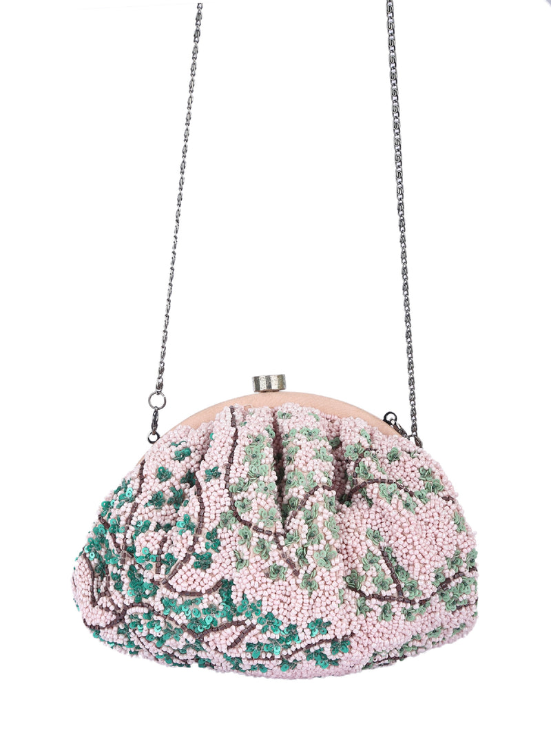 Pink Beaded Embroidered Potli Clutch (potli clutches)