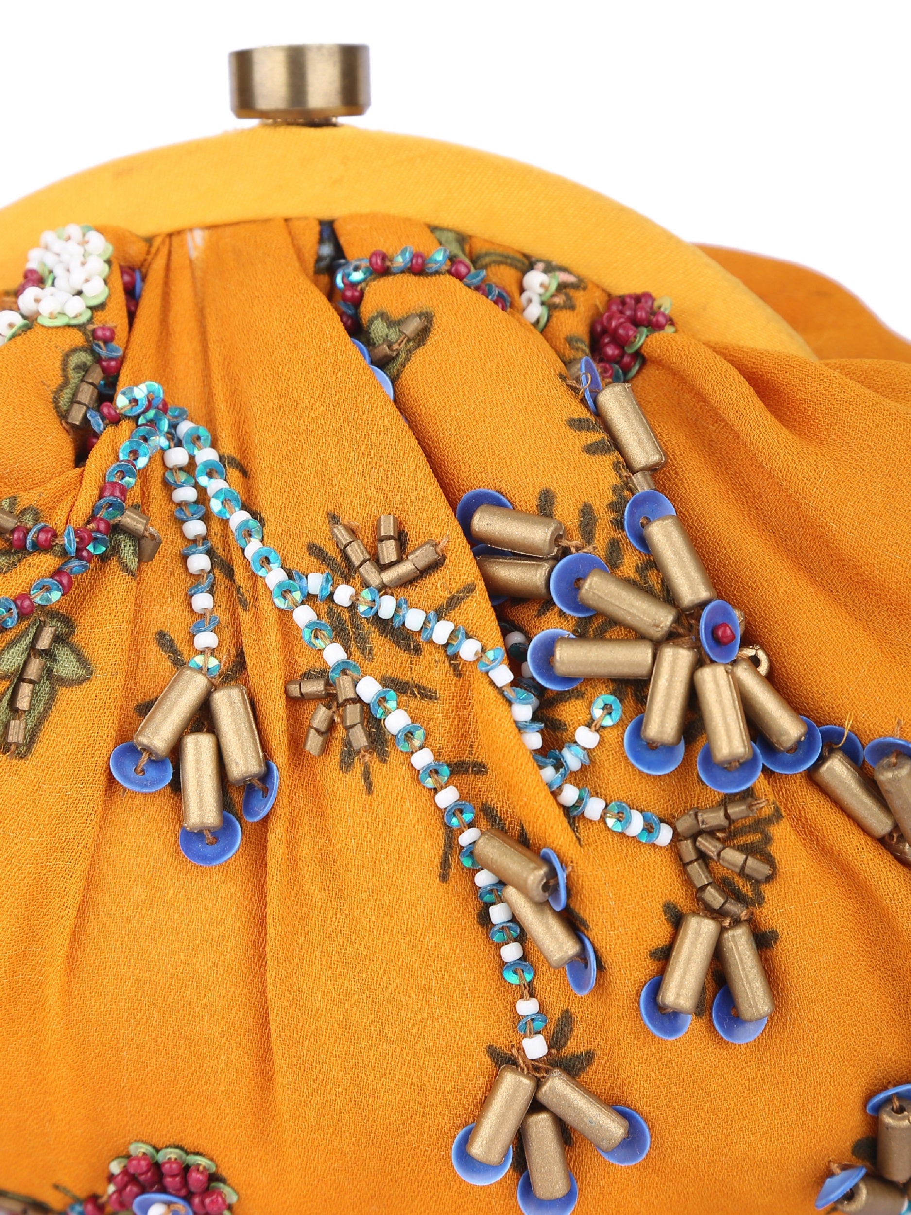 Yellow Beaded Embroidered Potli Clutch